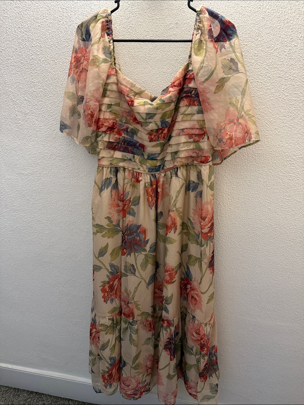 Abercrombie & Fitch Floral Maxi Dress in Cream, Pink, Green, Blue